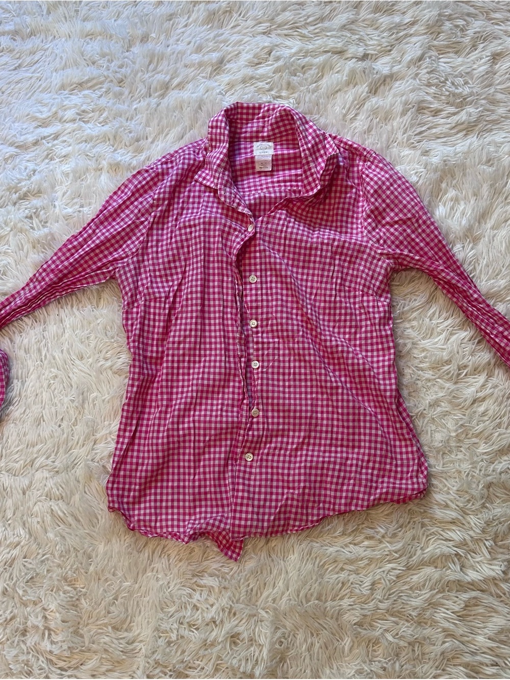 J. Crew Pink and White Gingham Shirt - Picture 2 of 3